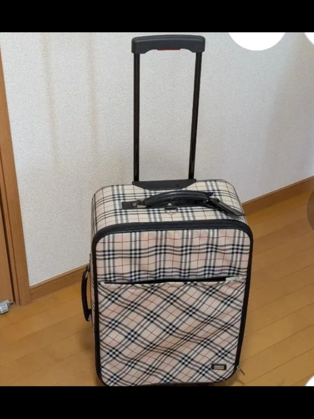 Burberry Beige Plaid Nova Check Rolling Carry-On with Black Trim